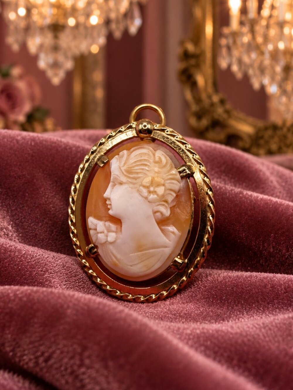 Vintage 12K Gold Filled Cameo Brooch Pin Pendant